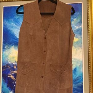 Suede vest, 100 % real suede vest